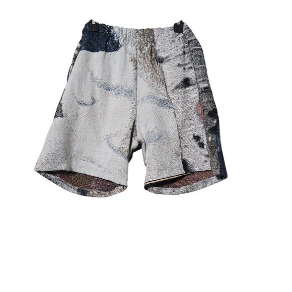 Wolf Print Tapestry Knit‎ Shorts L Unisex Loungewear, Art Knit, Statement Piece - Picture 4 of 9